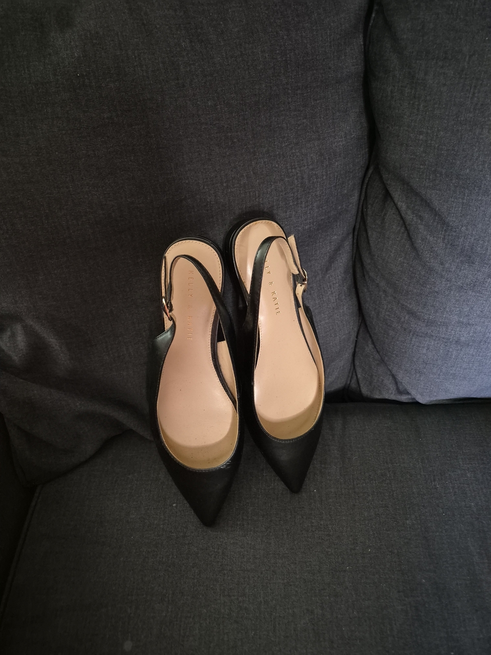 Kelly & Katie Black Pointed Slingback Heels